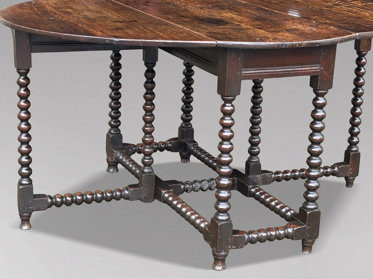 17ème Siècle, Table à Abattants en Chêne, Époque Charles II-photo-3