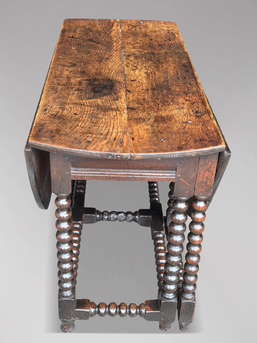 17ème Siècle, Table à Abattants en Chêne, Époque Charles II-photo-3