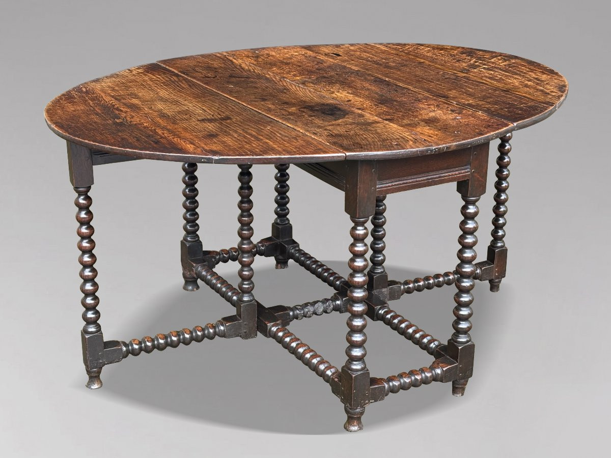 17ème Siècle, Table à Abattants en Chêne, Époque Charles II-photo-5