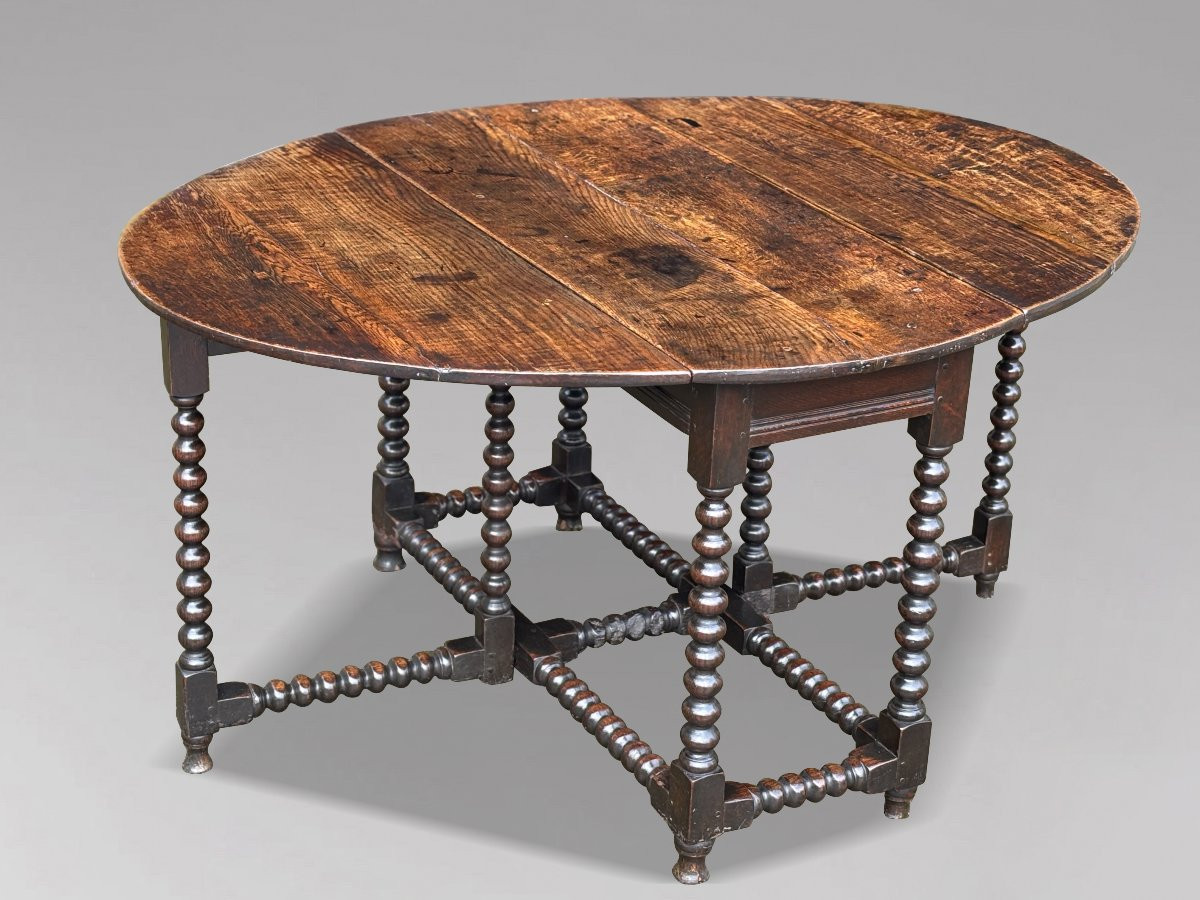 17ème Siècle, Table à Abattants en Chêne, Époque Charles II-photo-6