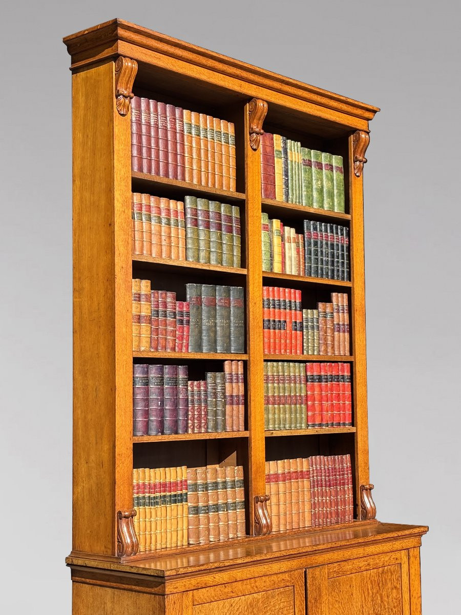 19ème Siècle, Bibliothèque Ouverte Haute en Chêne de la Période Guillaume IV -photo-4