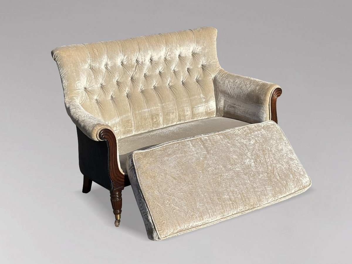 19ème Siècle, Canapé en Velours de Forme Lyre en Acajou, Époque Guillaume IV-photo-3