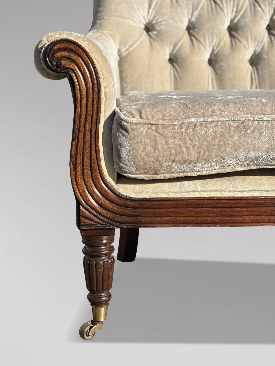 19ème Siècle, Canapé en Velours de Forme Lyre en Acajou, Époque Guillaume IV-photo-1