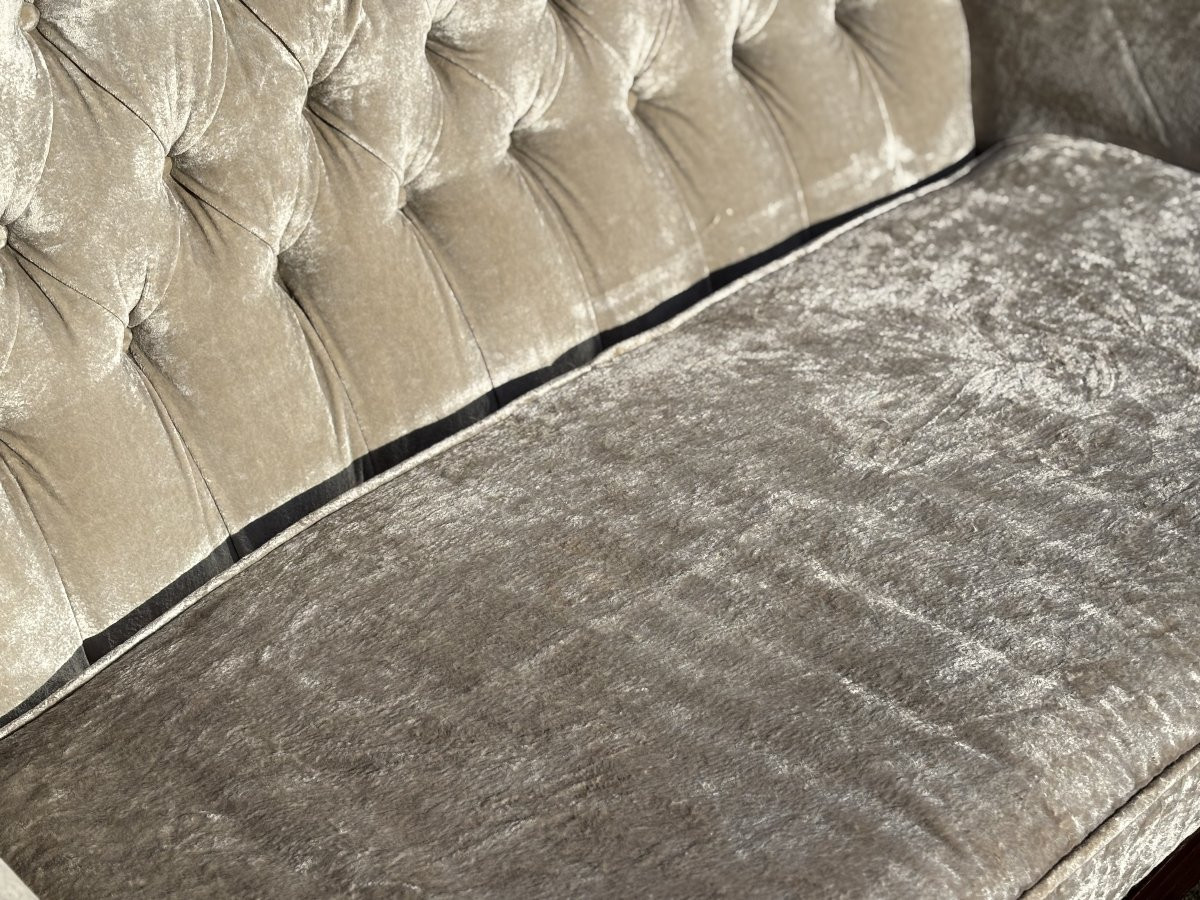 19ème Siècle, Canapé en Velours de Forme Lyre en Acajou, Époque Guillaume IV-photo-2