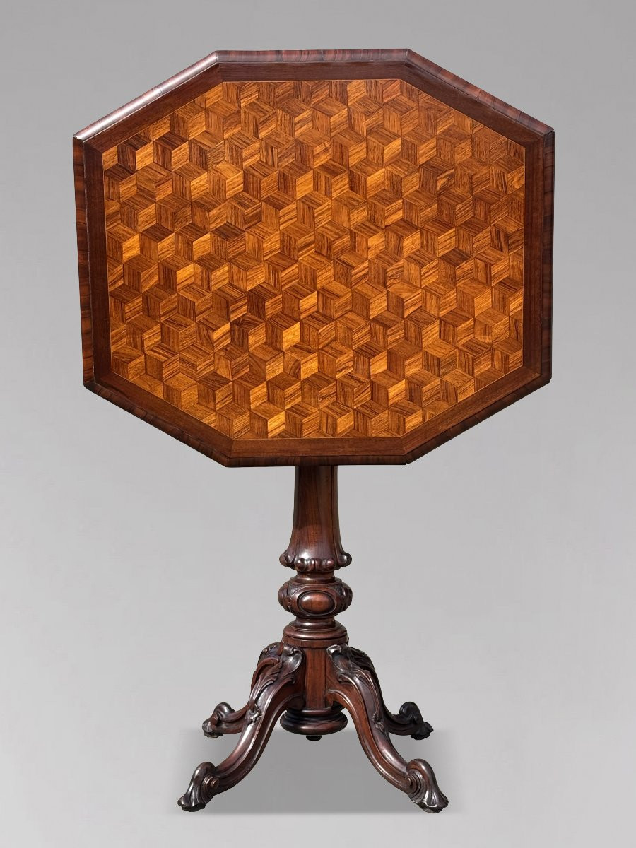 19th Century Victorian Period Walnut Parquetry Tilt-top Table-photo-2