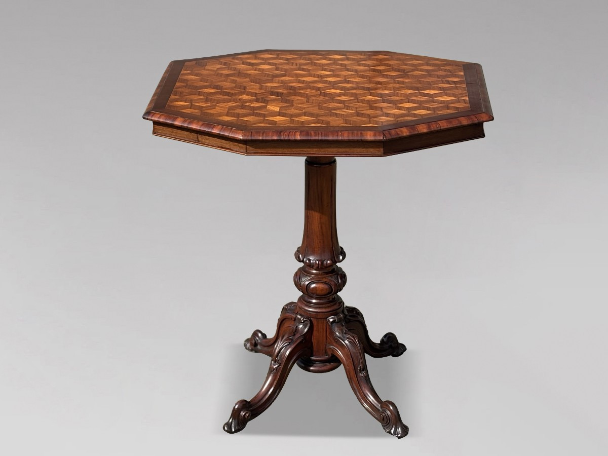 19th Century Victorian Period Walnut Parquetry Tilt-top Table