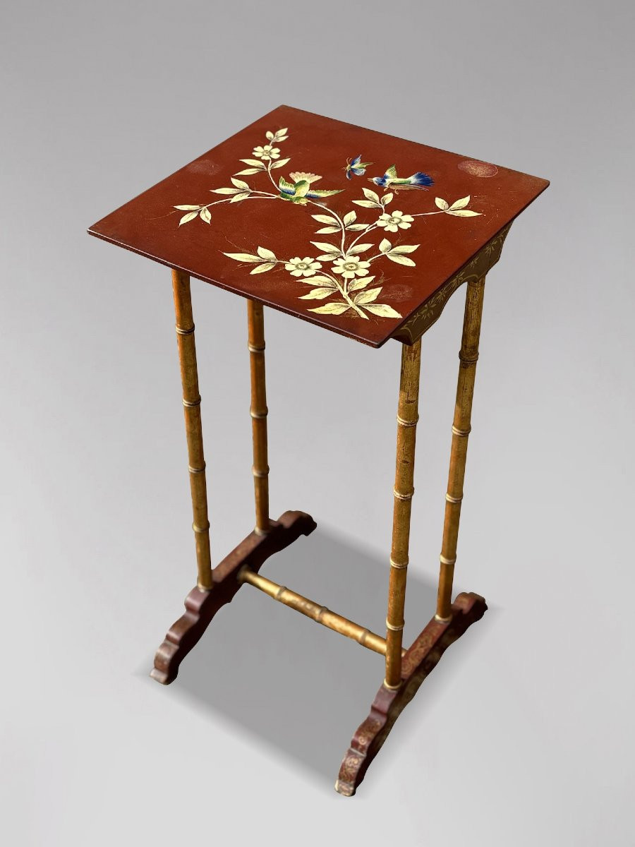 19ème Siècle, Ensemble de Quatre Tables Gigognes Peintes aux Motifs Floraux-photo-8