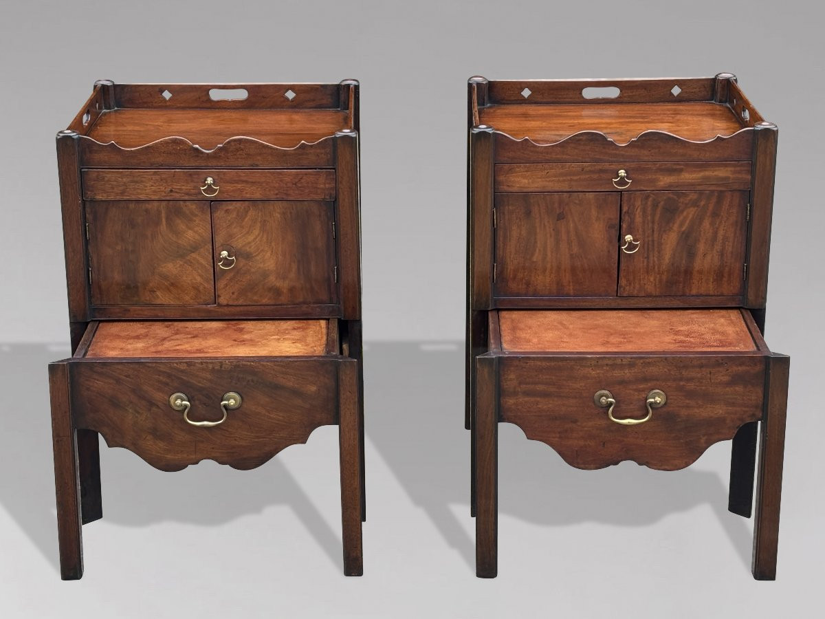 Pair Of 18th Century George III Period Mahogany Bedside Commodes-photo-2