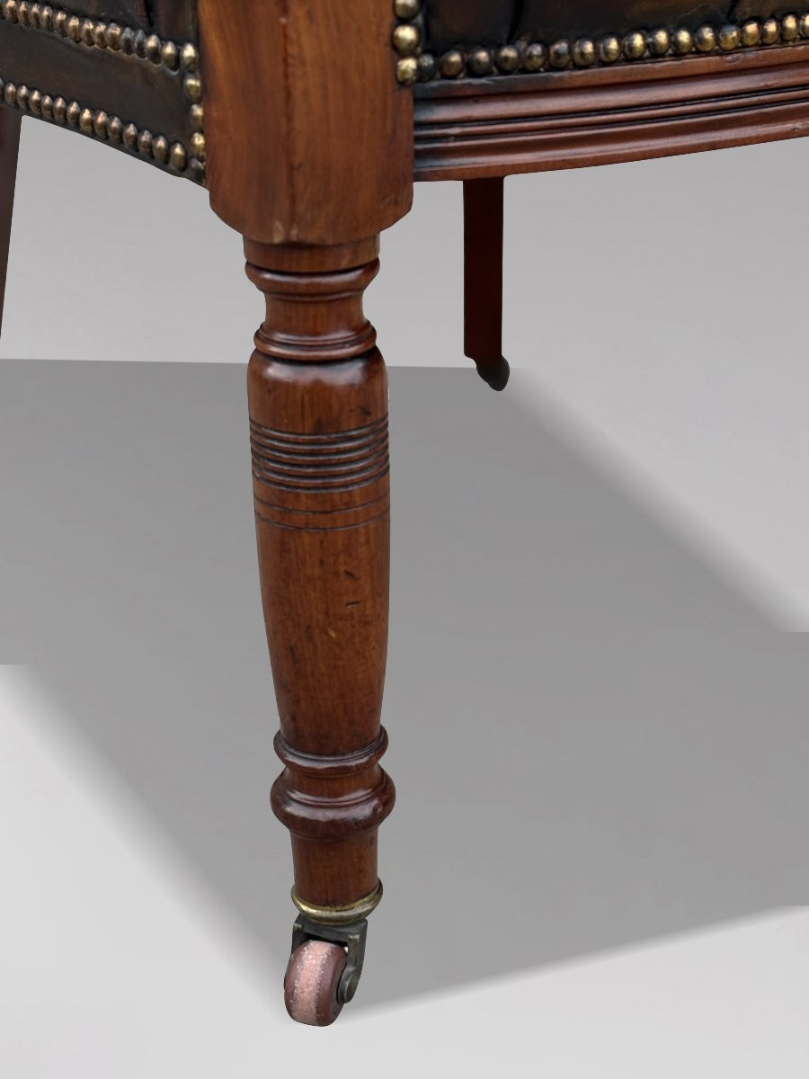 19ème Siècle, Fauteuil de Bureau en Acajou et Cuir, Époque Victorienne-photo-2