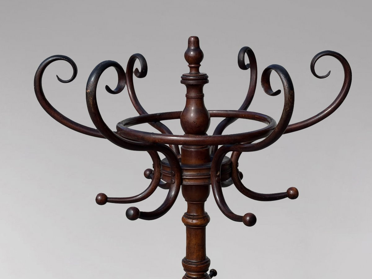 19th Century Bentwood Beech Coat & Hat Stand Labelled Fischel-photo-4
