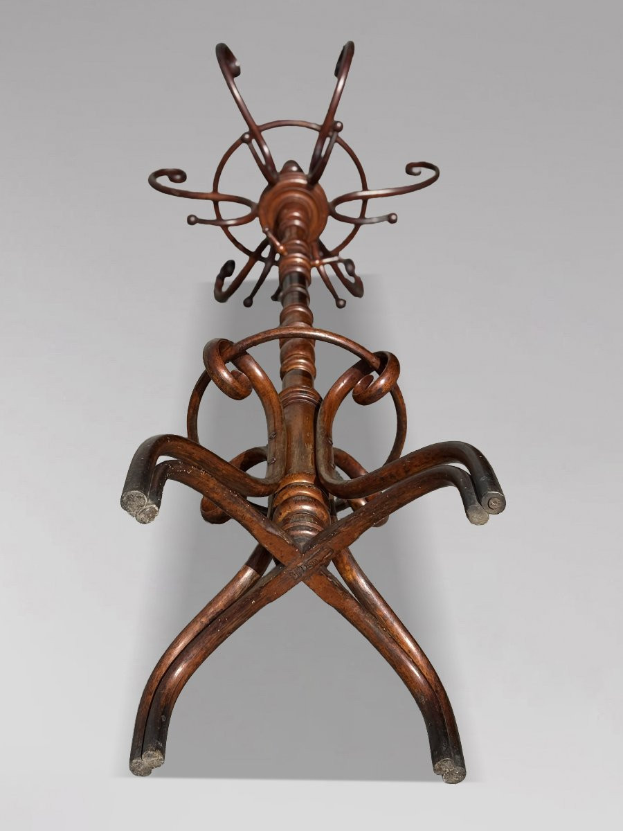 19th Century Bentwood Beech Coat & Hat Stand Labelled Fischel-photo-3