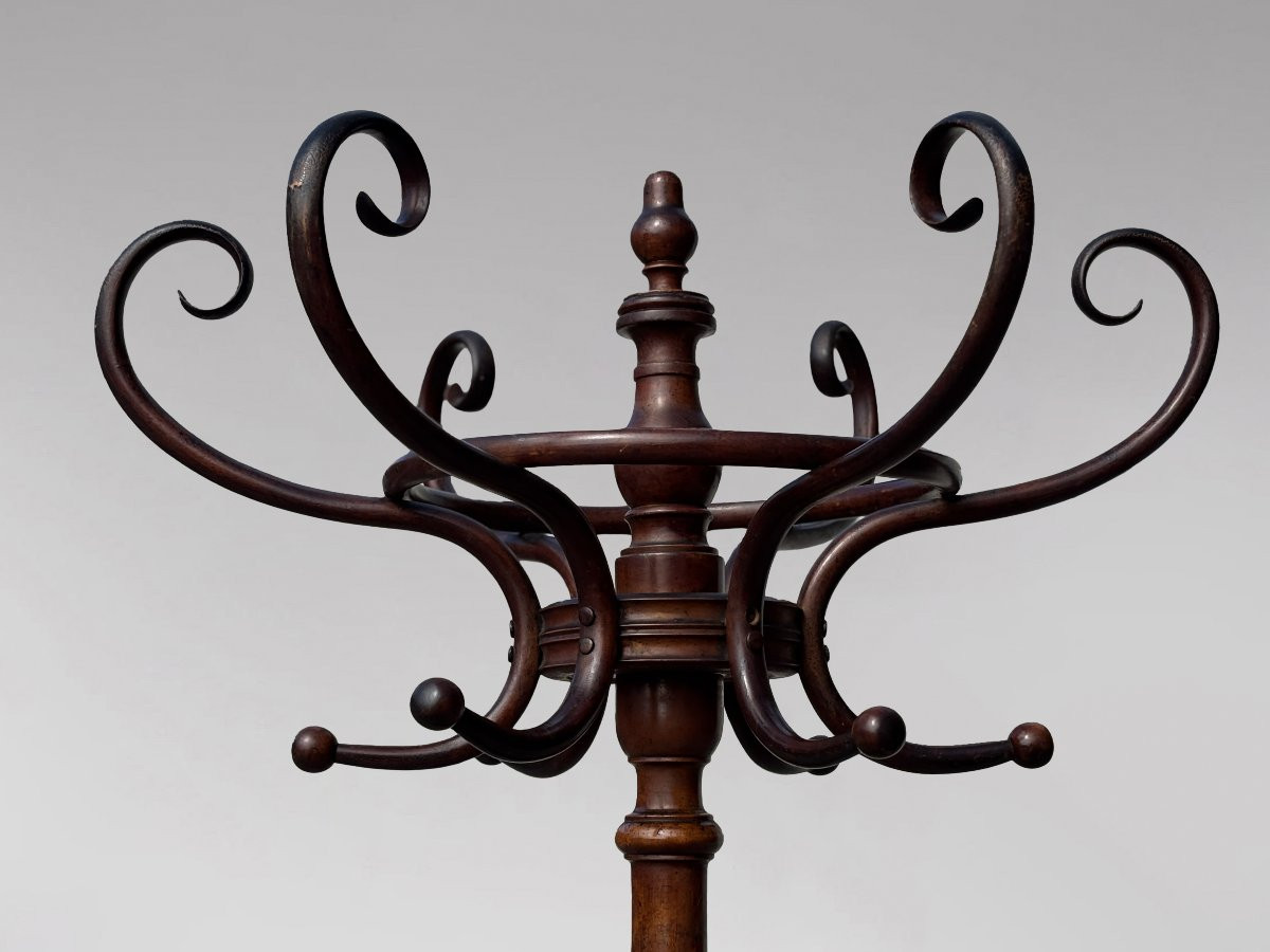 19th Century Bentwood Beech Coat & Hat Stand Labelled Fischel-photo-6