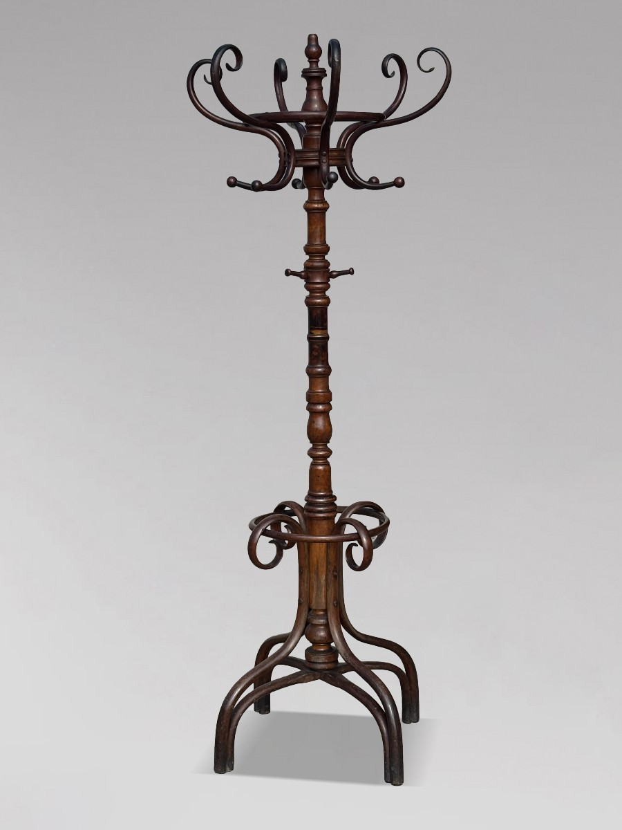 19th Century Bentwood Beech Coat & Hat Stand Labelled Fischel
