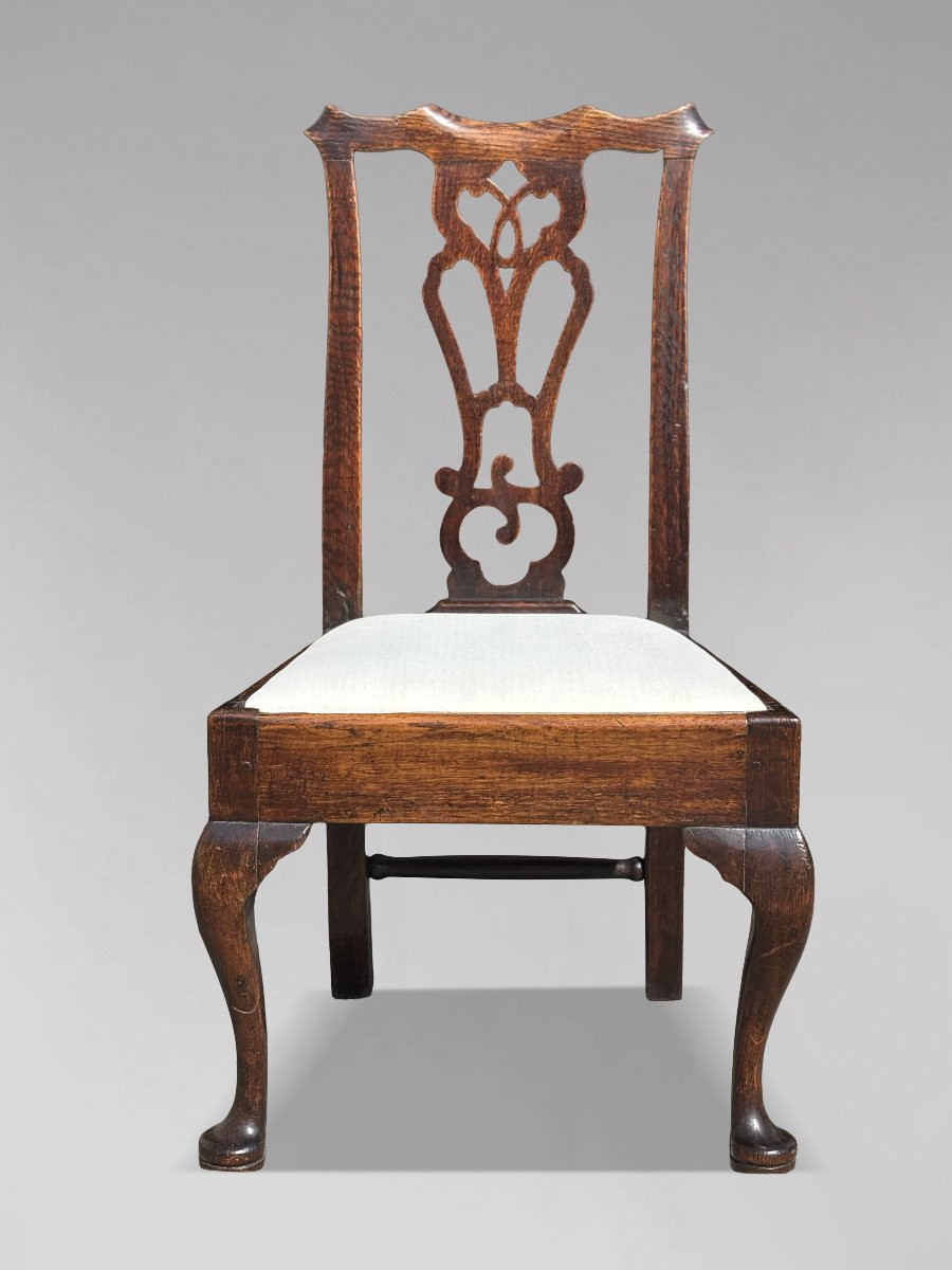 Pair Of 18th Century George III Period Oak Side Chairs-photo-4
