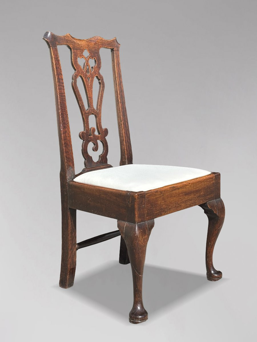Pair Of 18th Century George III Period Oak Side Chairs-photo-2