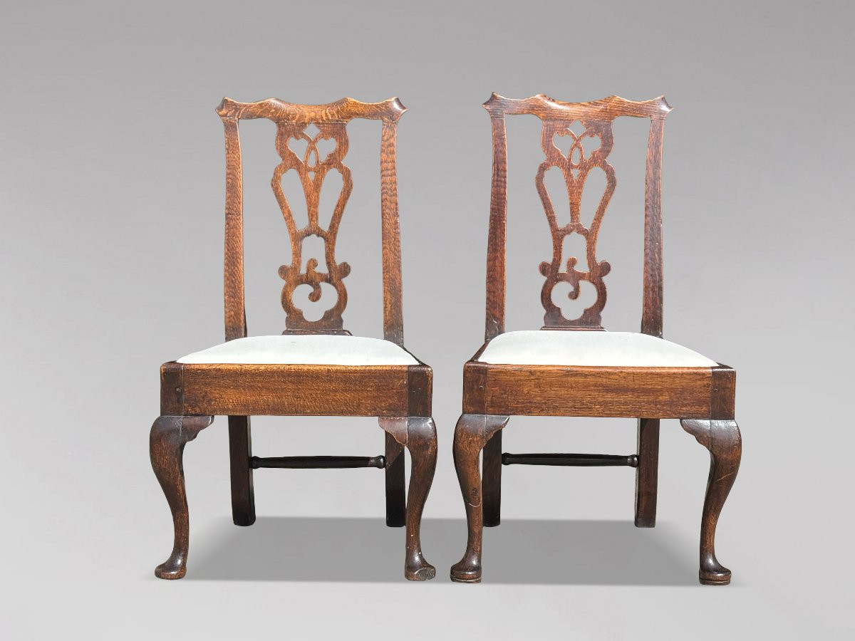 Pair Of 18th Century George III Period Oak Side Chairs-photo-6