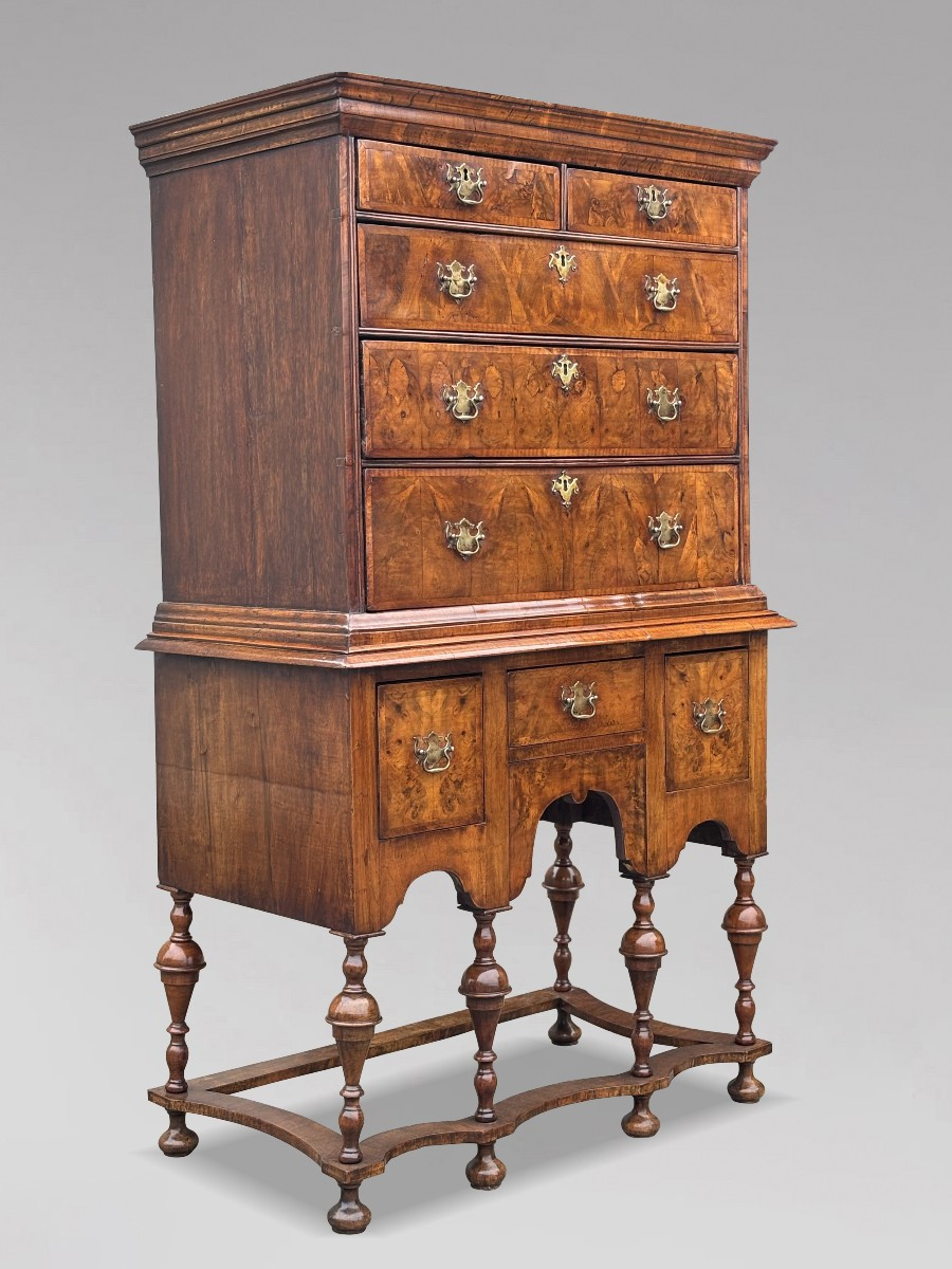 Early 18th Century Queen Anne Period Burr Walnut Chest-on-stand