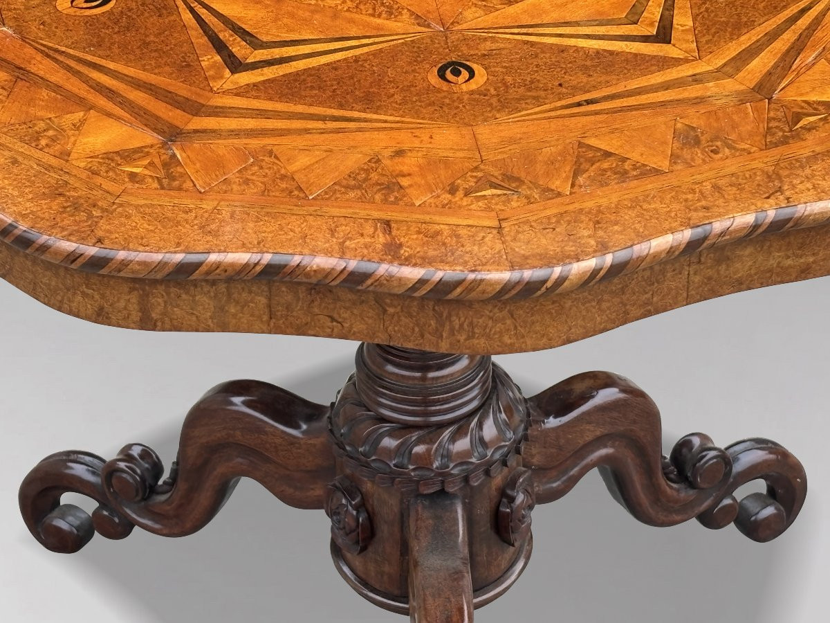 19th Century Victorian Specimen Wood Marquetry Table-photo-4