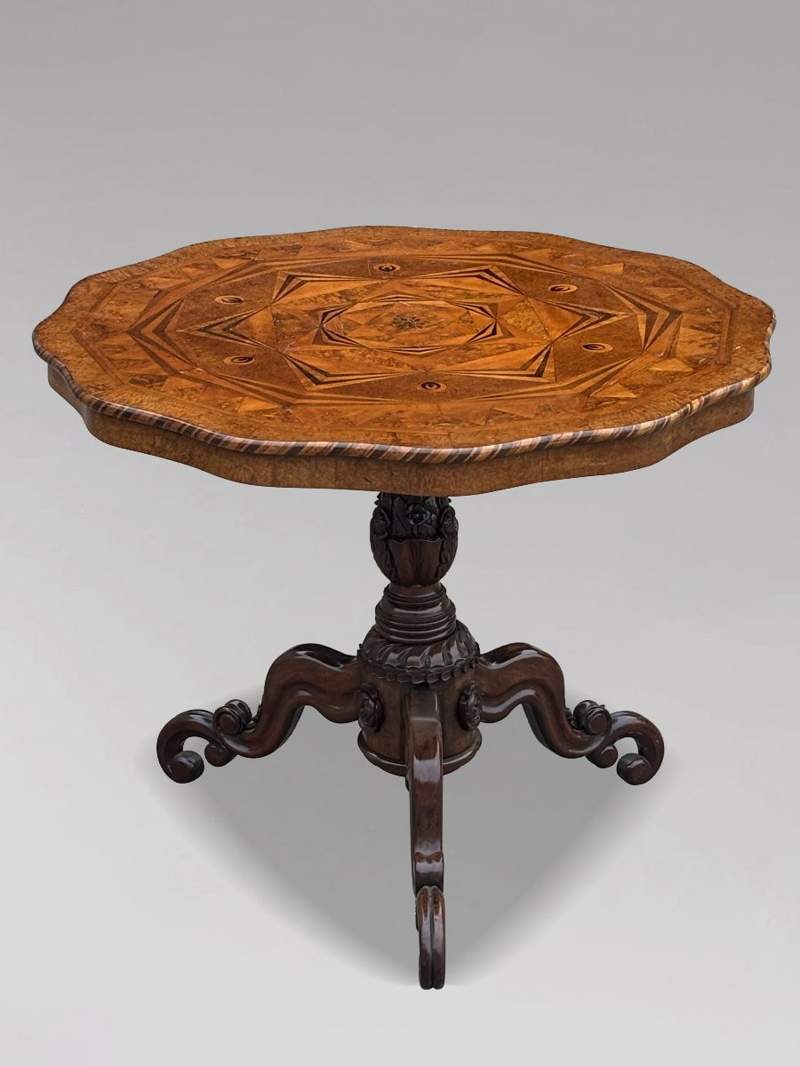 19th Century Victorian Specimen Wood Marquetry Table-photo-6