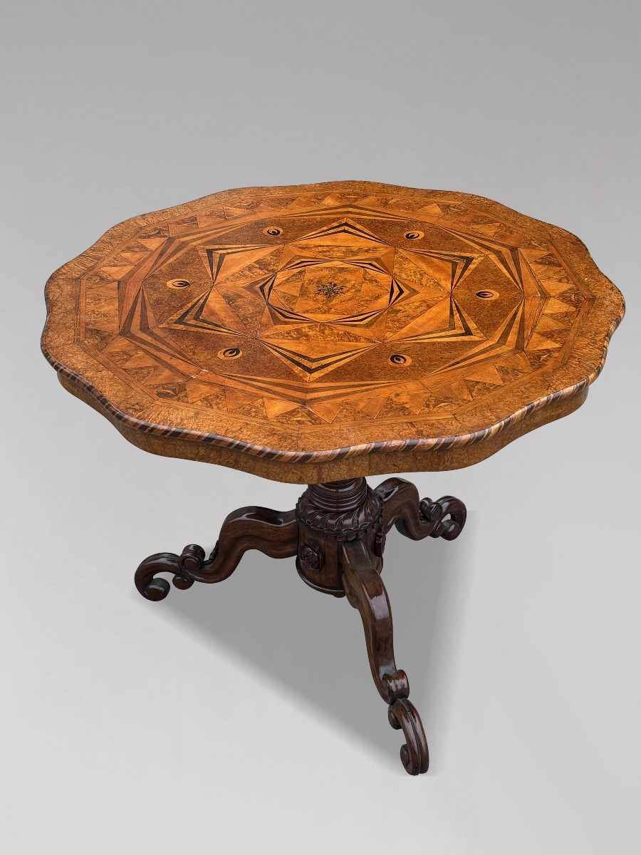 19th Century Victorian Specimen Wood Marquetry Table