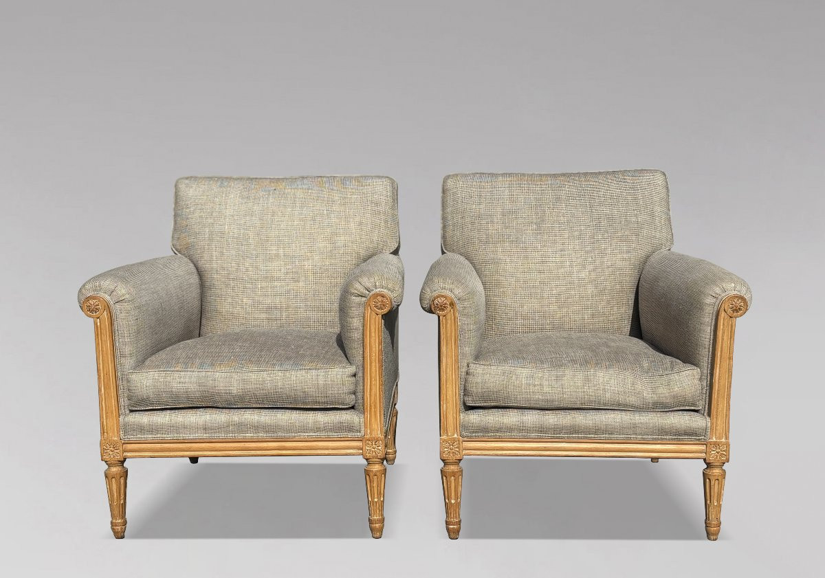 19ème Siècle, Paire de Bergères Louis XVI Garnies-photo-2