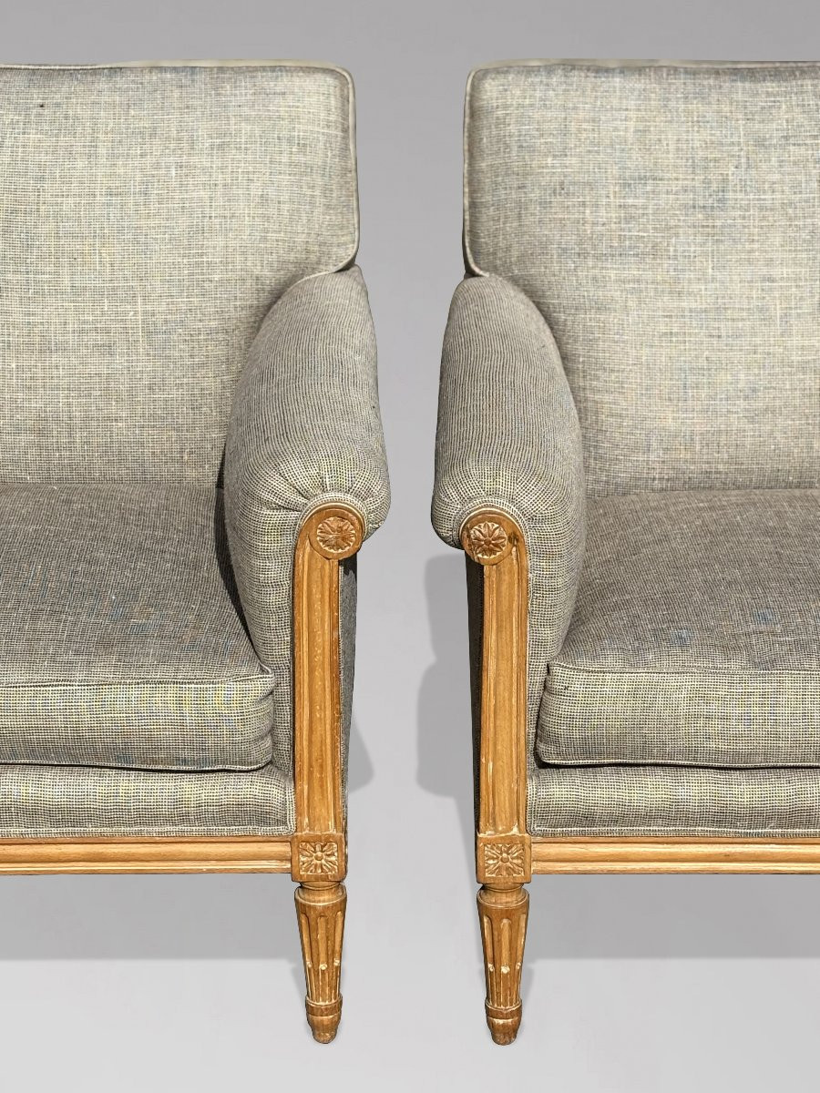 19ème Siècle, Paire de Bergères Louis XVI Garnies-photo-3