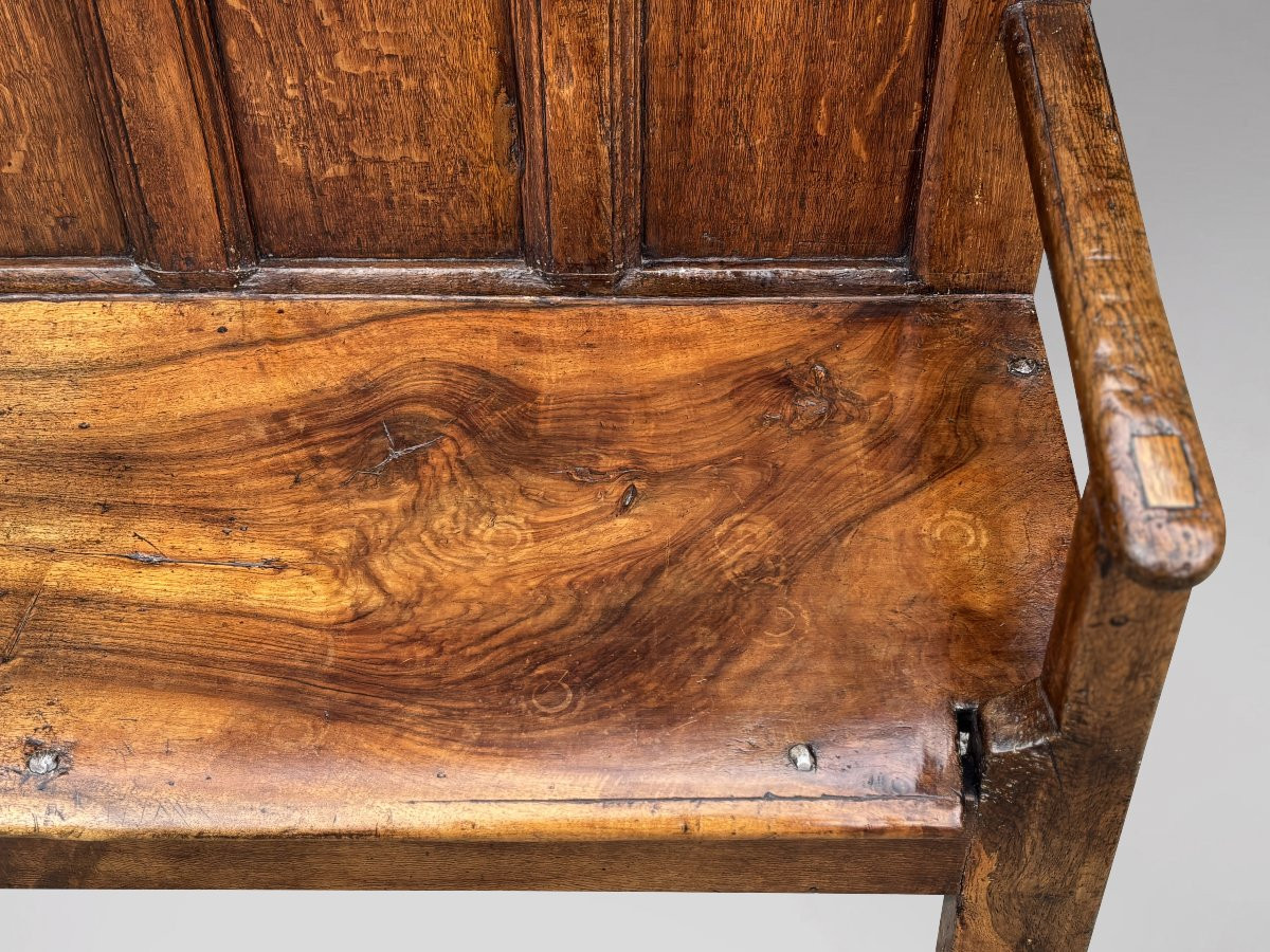 18th Century Georgian Oak & Elm Country Settle-photo-4