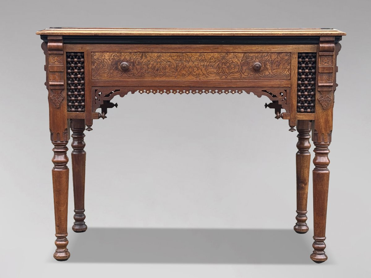 19ème Siècle, Table Mauresque en Noyer, Mouvement Aesthétique-photo-4