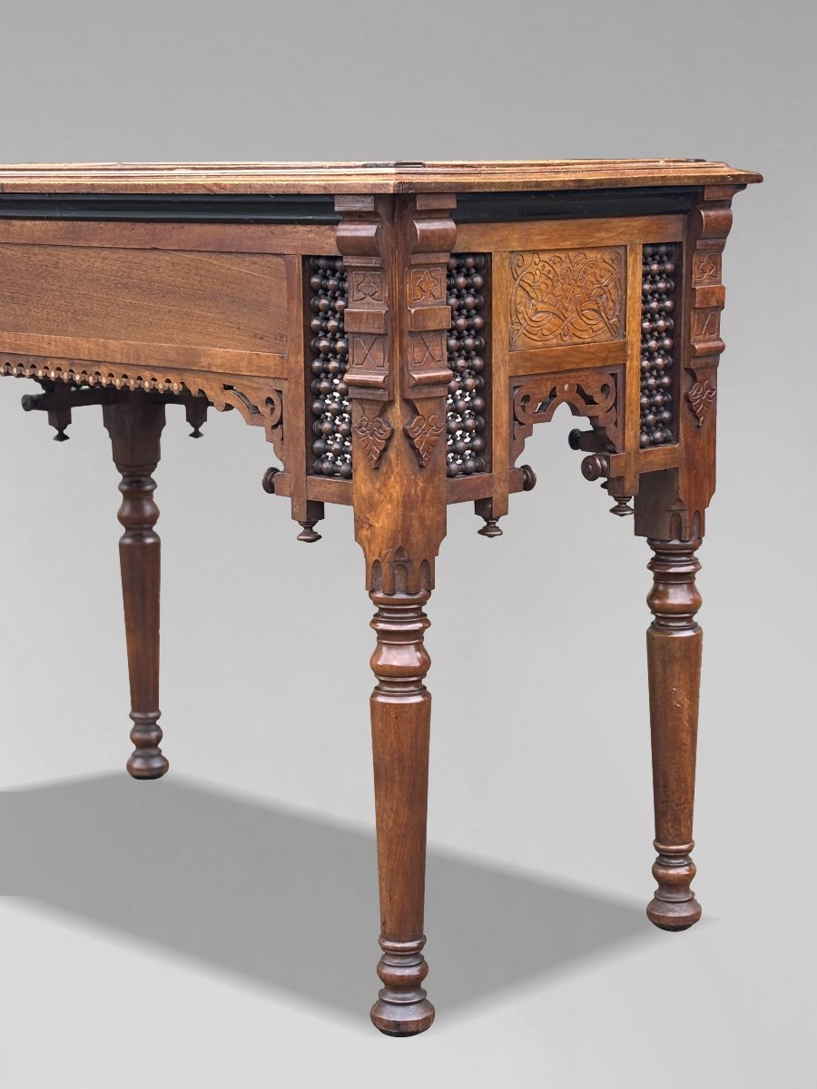 19ème Siècle, Table Mauresque en Noyer, Mouvement Aesthétique-photo-4