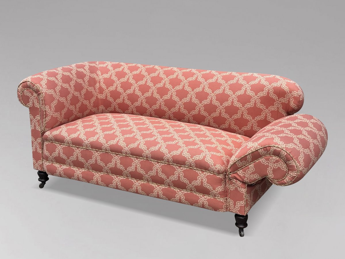 19th Century Victorian Period Upholstered Drop-end Chesterfield Sofa