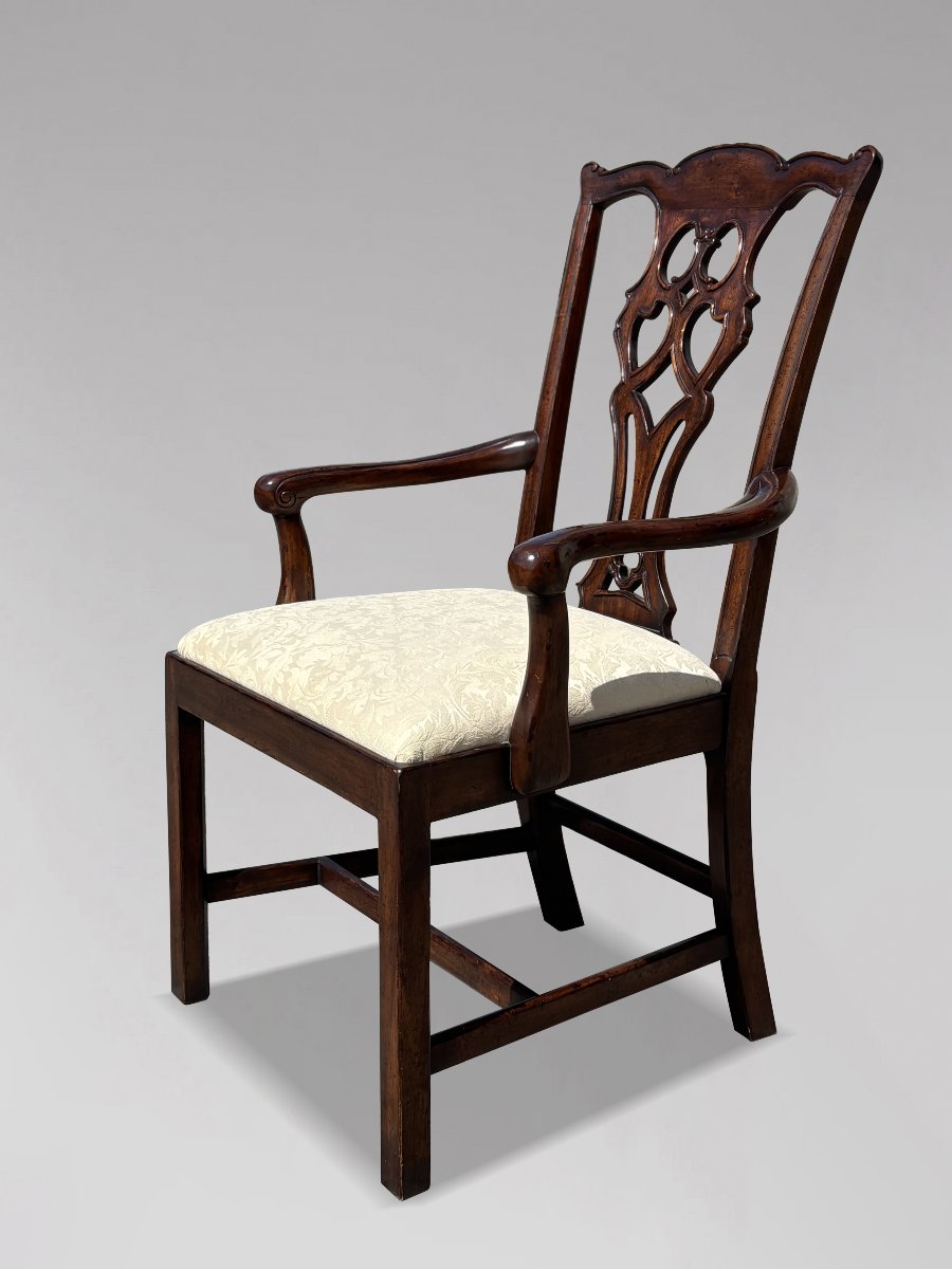 Set Of 6 (4+2) Edwardian Period Mahogany Chippendale Dining Chairs-photo-4