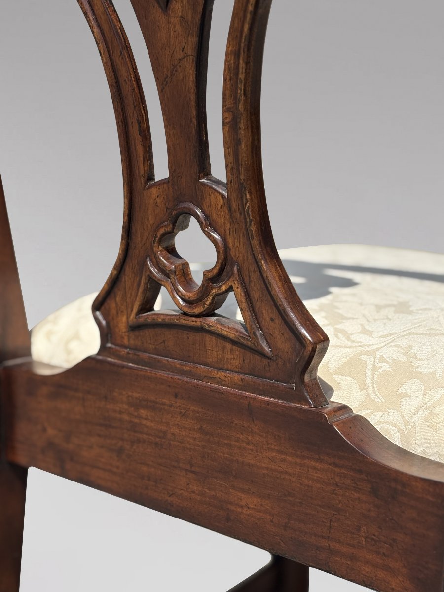 Set Of 6 (4+2) Edwardian Period Mahogany Chippendale Dining Chairs-photo-3
