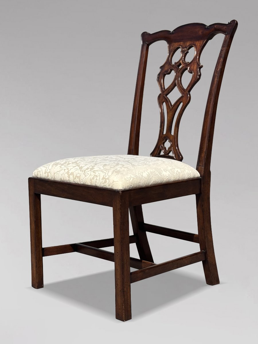 Set Of 6 (4+2) Edwardian Period Mahogany Chippendale Dining Chairs-photo-5