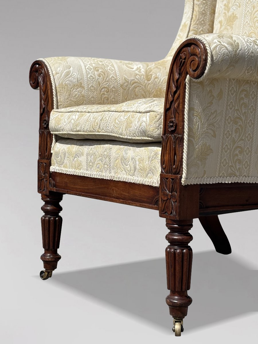 19ème  Siècle, Fauteuil à Haut Dossier en Acajou, Époque Guillaume IV-photo-4