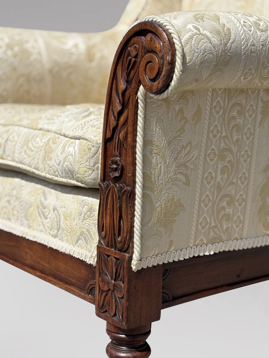 19ème  Siècle, Fauteuil à Haut Dossier en Acajou, Époque Guillaume IV-photo-2