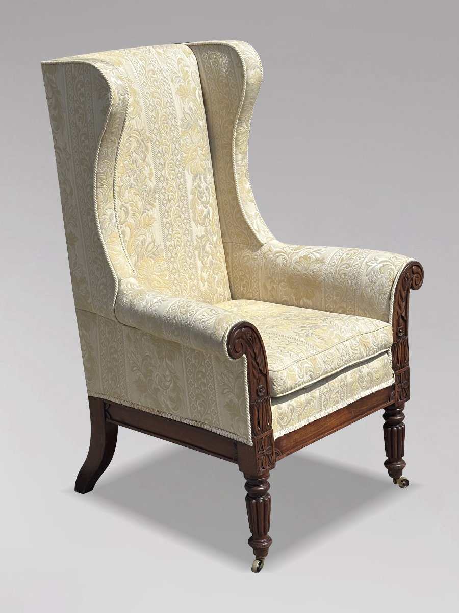 19ème  Siècle, Fauteuil à Haut Dossier en Acajou, Époque Guillaume IV-photo-3