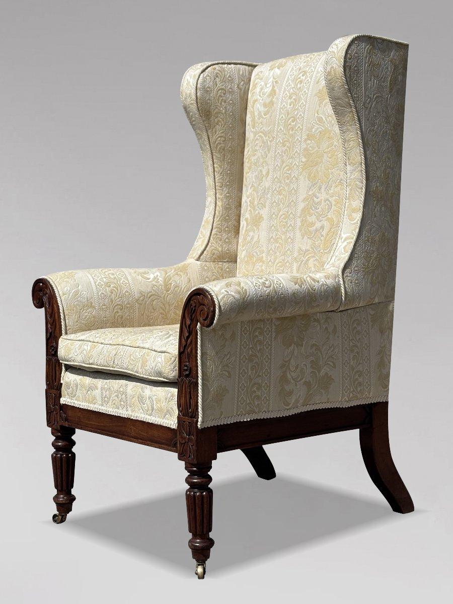 19ème  Siècle, Fauteuil à Haut Dossier en Acajou, Époque Guillaume IV-photo-4