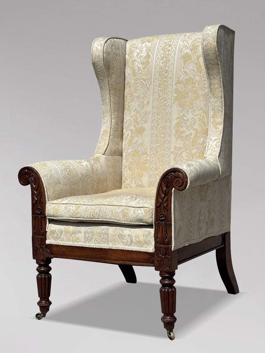 19ème  Siècle, Fauteuil à Haut Dossier en Acajou, Époque Guillaume IV