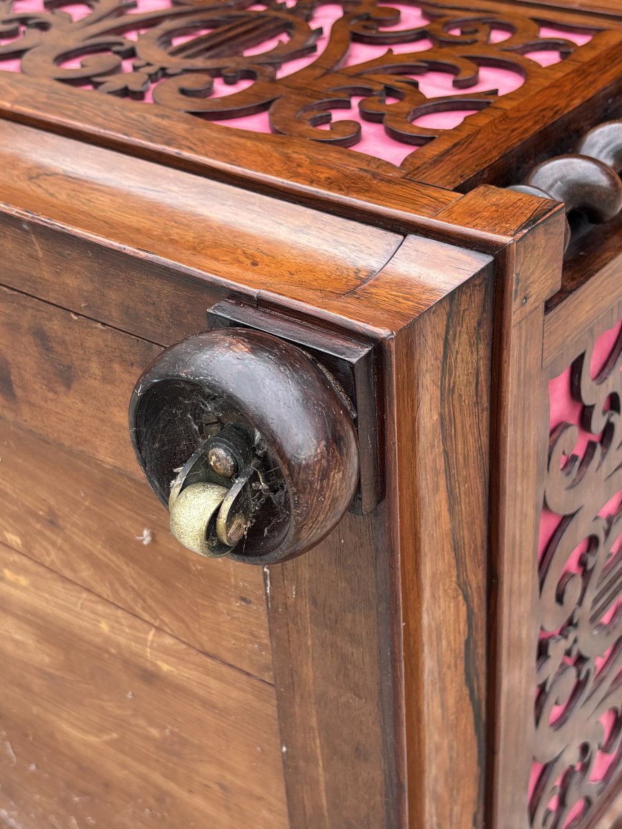 19ème Siècle, Tabouret de Piano en Palissandre de l’Époque Victorienne-photo-2