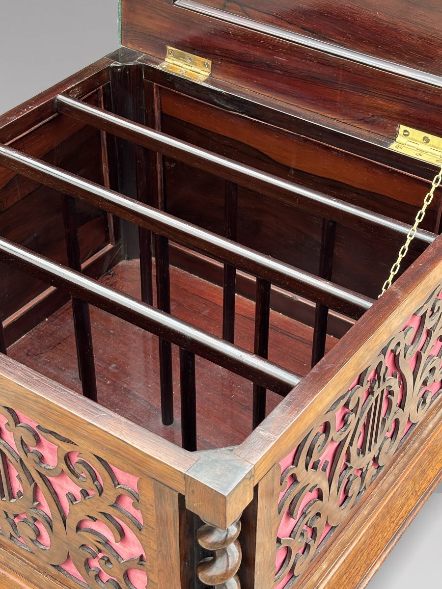 19ème Siècle, Tabouret de Piano en Palissandre de l’Époque Victorienne-photo-3