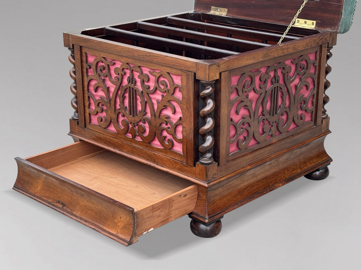 19ème Siècle, Tabouret de Piano en Palissandre de l’Époque Victorienne-photo-5