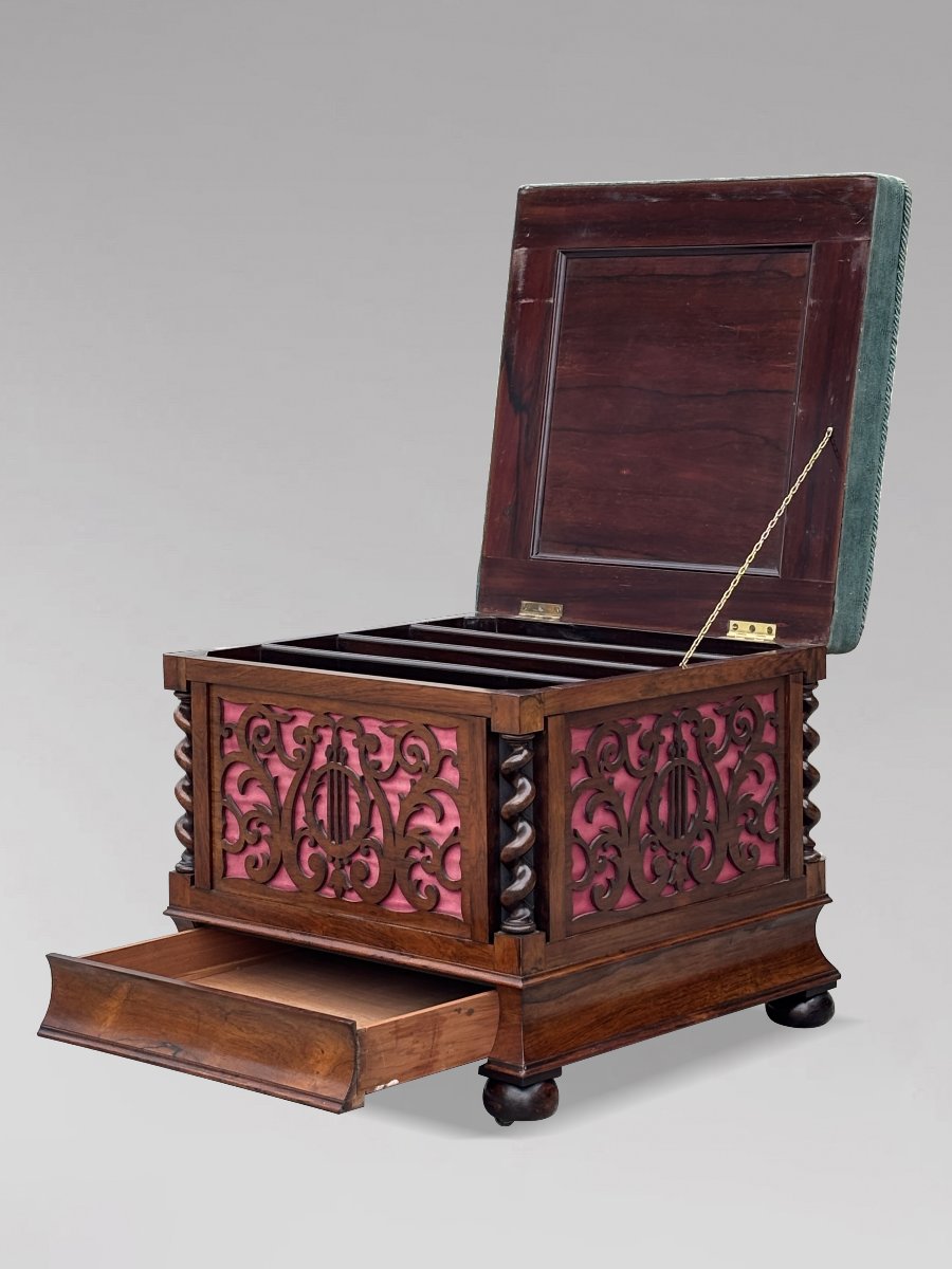 19ème Siècle, Tabouret de Piano en Palissandre de l’Époque Victorienne-photo-6