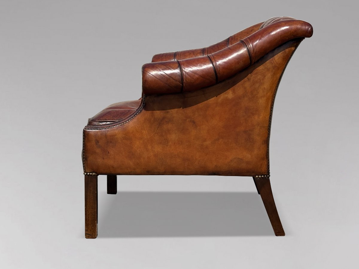19th-century Victorian Period Brown Leather Club Armchair-photo-3
