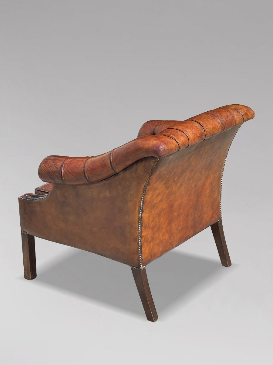 19th-century Victorian Period Brown Leather Club Armchair-photo-5