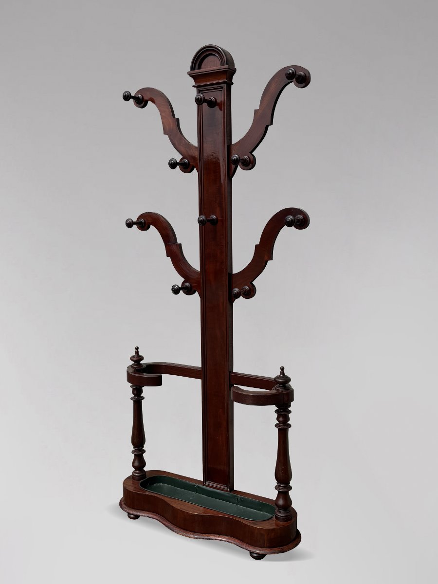 19th-century Victorian-period Mahogany Coat Rack And Hall Stand-photo-2