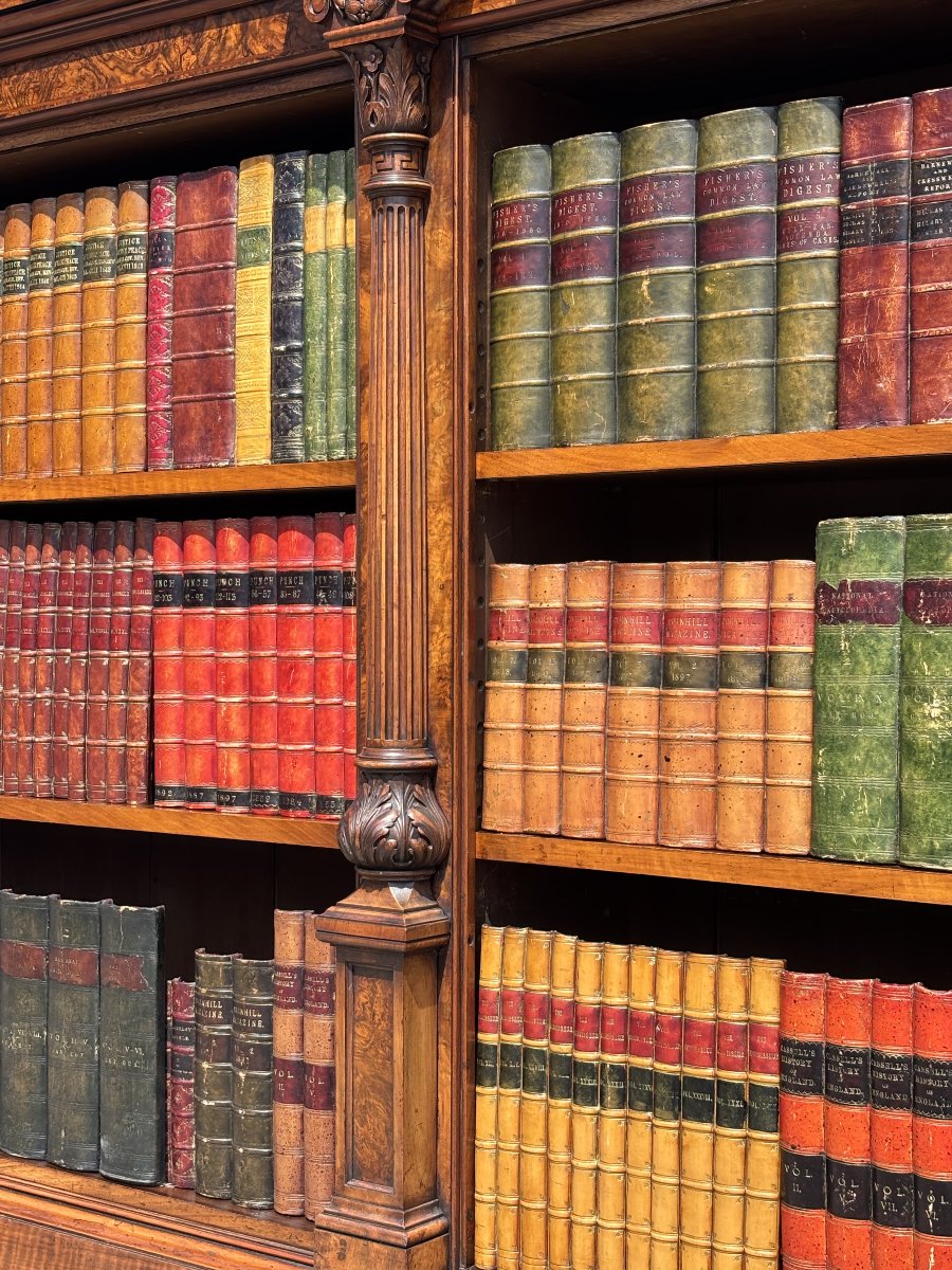 19ème Siècle, Bibliothèque en Ronce de Noyer, Époque Guillaume IV-photo-1