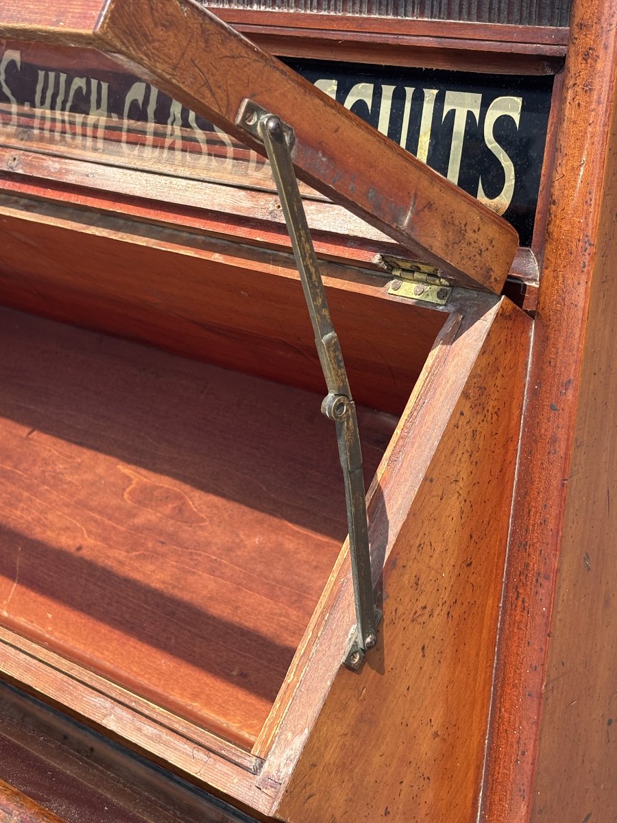 19ème Siècle, Vitrine de Magasin Victorienne en Acajou pour Biscuits Mackenzie-photo-5