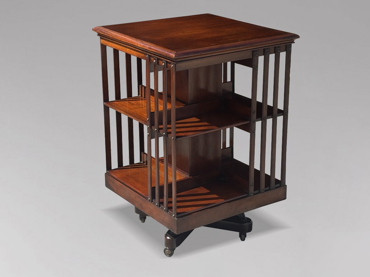 19th-century Victorian Period Mahogany Revolving Bookcase