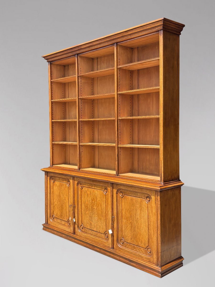 19th-century French Oak Tall Open Library Bookcase-photo-3