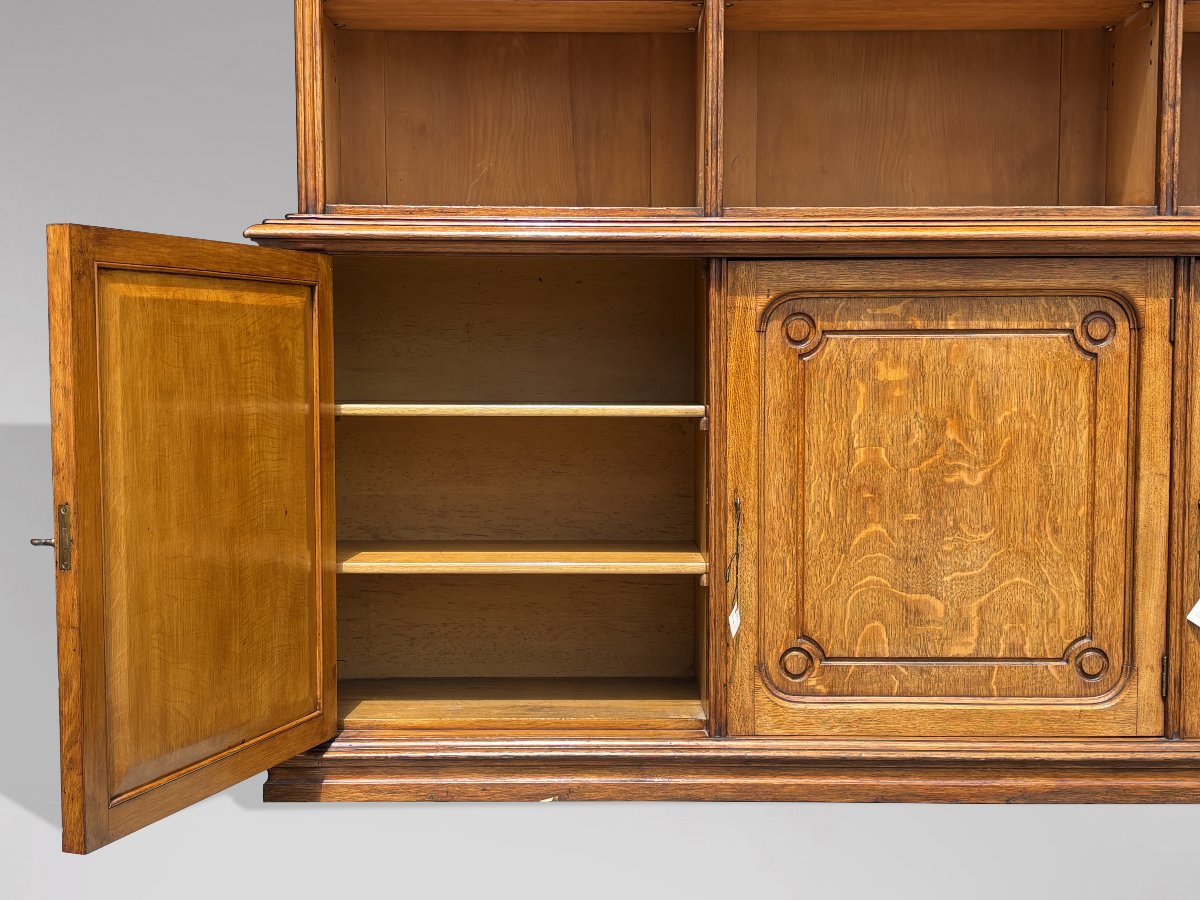 19th-century French Oak Tall Open Library Bookcase-photo-4